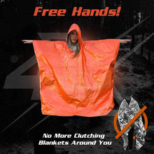Emergency Survival Thermal Rain Poncho Heat Reflective Waterproof Space Blanket for Camping Hiking - Portable Hot Raincoat